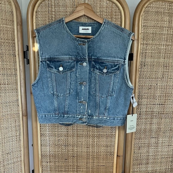 AGOLDE Leo Frayed Crop Denim Vest - Picture 8 of 12